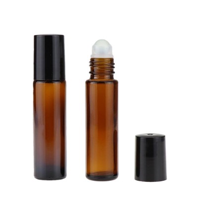 empty essential oil amber glass roll on 10 ml with Stainless steel ball