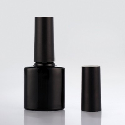 customized glass cosmetic container 8ml black luxury empty nail polish bottle with brush