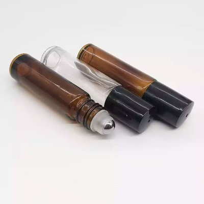 10 ml Amber Glass Roll On Perfume Bottle with Stainless Steel Roller or glass roller