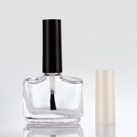 wholesale empty refillable cosmetic packaging 10ml nail polish glass bottle with brush cap