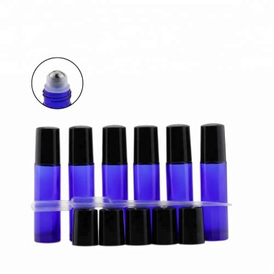 10ml blue essential oil glass roll on deodorant bottles